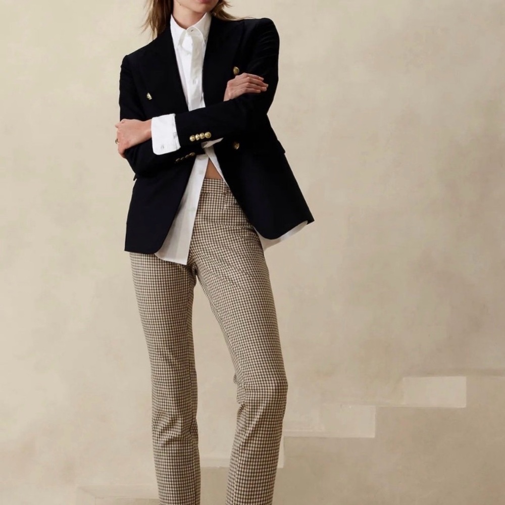 Banana Republic Black and Tan Checkered pants